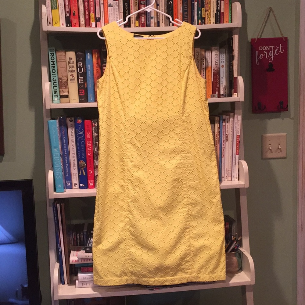 Bright Yellow Eyelet Lace Shift Dress